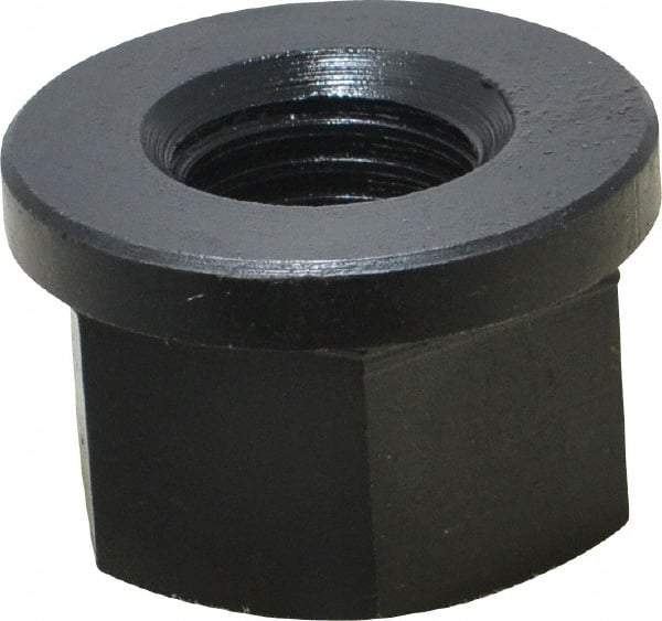 Jergens - 7/8-9, 1-3/4" Flange Diam, 1-1/8" High, 1-7/16" Across Flats, Flange Nut - Grade Low Carbon Steel Steel, Black Oxide Finish, 1/4" Flange Height, TCMA - Exact Industrial Supply