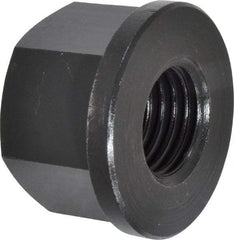 Jergens - 1-8, 2" Flange Diam, 1-1/4" High, 1-5/8" Across Flats, Flange Nut - Grade Low Carbon Steel Steel, Black Oxide Finish, 1/4" Flange Height, TCMA - Exact Industrial Supply