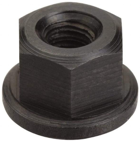 Jergens - 5/8-11 Steel Black Oxide Spherical Flange Nut - 5/8" High, 1-3/8" Diam x 7/32" High Flange, 2-1/4" Radius - Exact Industrial Supply