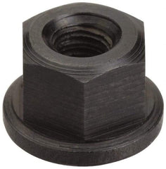 Jergens - 3/8-16 Steel Black Oxide Spherical Flange Nut - 13/32" High, 7/8" Diam x 1/8" High Flange, 1-1/2" Radius - Exact Industrial Supply