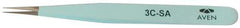 Aven - 4-1/4" OAL 3C-SA Color Coded Precision Tweezers - Stainless Steel, 3C-SA Pattern - Exact Industrial Supply