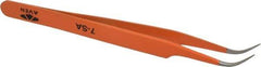 Aven - 4-1/2" OAL 7-SA Color Coded Precision Tweezers - Stainless Steel, 7-SA Pattern - Exact Industrial Supply