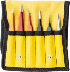 Aven - Stainless Steel Tweezer Set - 6 Piece - Exact Industrial Supply