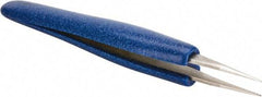 Aven - 4-3/4" OAL OO-SA Ergonomic Cushion Grip Tweezers - Straight, Strong, Regular Tips - Exact Industrial Supply