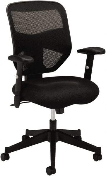 Basyx - 41-1/2" High High Back Chair - 29" Wide x 36" Deep, Padded Mesh Seat, Black - Exact Industrial Supply