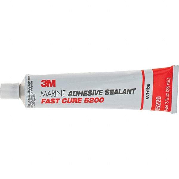 3M - 3 oz Tube White Polyurethane Marine Adhesive Sealant - 190°F Max Operating Temp, 60 min Tack Free Dry Time - Exact Industrial Supply