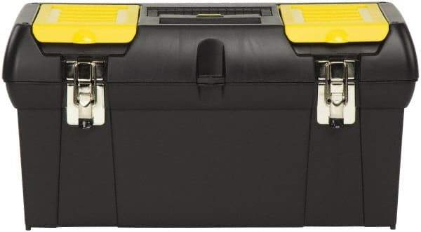 Stanley - 2 Compartment 1 Tray Tool Box - 23-1/2" Wide x 11-3/8" Deep x 10-7/8" High, Polypropylene Resin, Black - Exact Industrial Supply