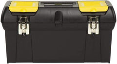 Stanley - 2 Compartment 1 Tray Tool Box - 23-1/2" Wide x 11-3/8" Deep x 10-7/8" High, Polypropylene Resin, Black - Exact Industrial Supply