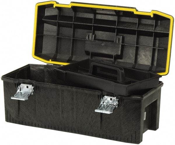 Stanley - 1 Tray Tool Box - 22-3/4" Wide x 11-3/4" Deep x 10-1/2" High, Polypropylene Resin, Black - Exact Industrial Supply