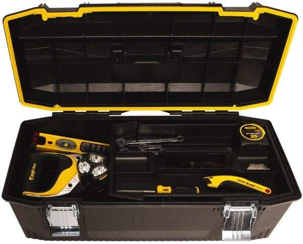Stanley - 1 Tray Tool Box - 28" Wide x 12-1/4" Deep x 11-1/2" High, Polypropylene Resin, Black - Exact Industrial Supply