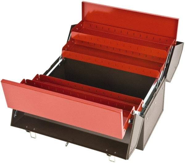 Proto - 1 Compartment 4 Tray Tool Box - 18" Wide x 14" Deep x 10" High, Steel, Black - Exact Industrial Supply