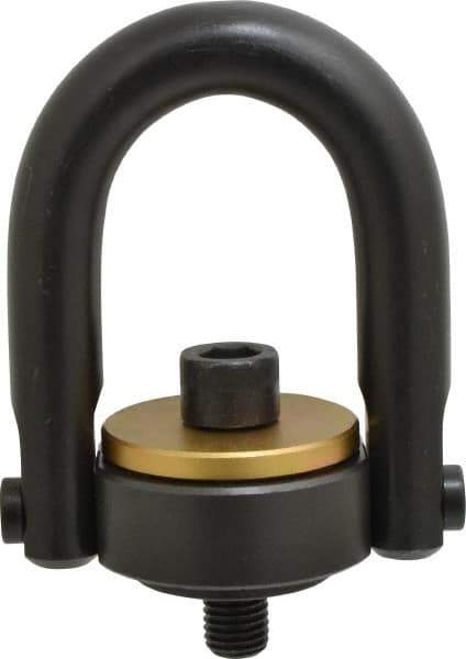 Jergens - 7,000 Lb Load Capacity Safety Engineered Center Pull Hoist Ring - 100 Ft/Lb Torque, 3/4 - 10 Thread, 4140 Alloy Steel, Black Oxide Finish - Exact Industrial Supply