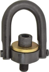 Jergens - 10,000 Lb Load Capacity Safety Engineered Center Pull Hoist Ring - 230 Ft/Lb Torque, 1-8 Thread, 4140 Alloy Steel, Black Oxide Finish - Exact Industrial Supply