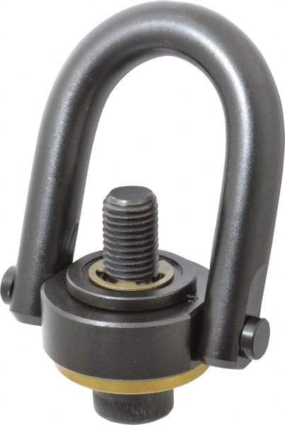 Jergens - 10,000 Lb Load Capacity Safety Engineered Center Pull Hoist Ring - 230 Ft/Lb Torque, 1-8 Thread, 4140 Alloy Steel, Black Oxide Finish - Exact Industrial Supply