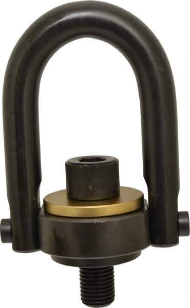 Jergens - 15,000 Lb Load Capacity Safety Engineered Center Pull Hoist Ring - 470 Ft/Lb Torque, 1-1/4 - 7 Thread, 4140 Alloy Steel, Black Oxide Finish - Exact Industrial Supply