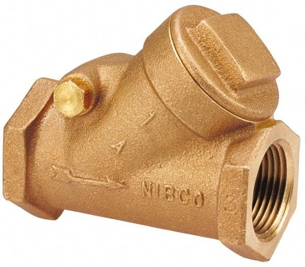 NIBCO - 1-1/4" Bronze Check Valve - Y-Pattern, FNPT x FNPT, 200 WOG - Exact Industrial Supply
