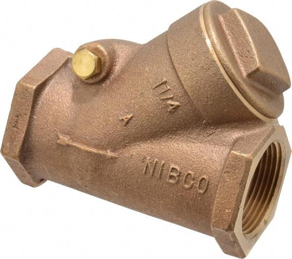 NIBCO - 1-1/4" Bronze Check Valve - Y-Pattern, FNPT x FNPT, 300 WOG - Exact Industrial Supply