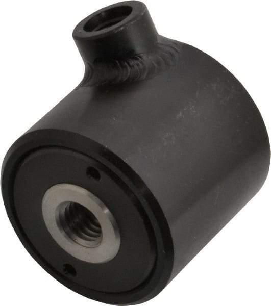 Jergens - 100 to 5,000 psi, 4,800 Lb Max Output, 1/2-13 Hole, 7/16-20 Port, 10-32 Bolt Hole, Hollow Rod Clamp Cylinder - 0.96 Sq In, 0.3 Cu In, 0.24" Stroke Length, 1-15/16" OD, 1-13/16" Overall Height, 3/4" Port Height, 1/2" Port Length - Exact Industrial Supply