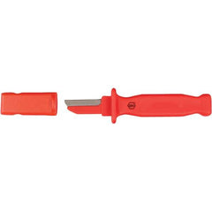 Wiha - Fixed Safety Utility Knife - 2" Blade, Red Plastic Handle, 1 Blade Included - Exact Industrial Supply