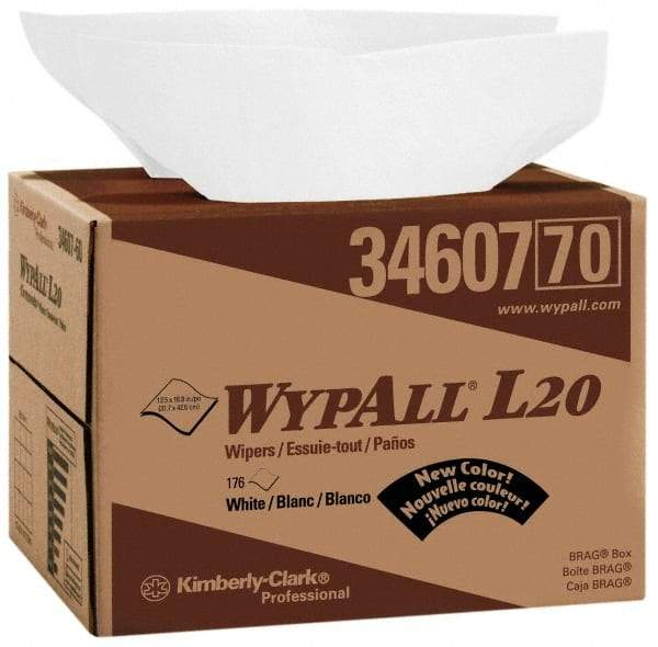 WypAll - L20 Dry General Purpose Wipes - Brag Box/Double Top Box, 16-3/4" x 12-1/2" Sheet Size, White - Exact Industrial Supply