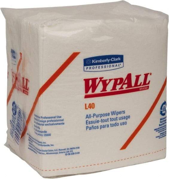 WypAll - L40 1/4 Fold General Purpose Wipes - Poly Pack, 13" x 12-1/2" Sheet Size, White - Exact Industrial Supply