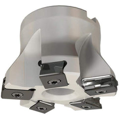 Iscar - 5 Inserts, 2-1/2" Cut Diam, 3/4" Arbor Diam, 0.118" Max Depth of Cut, Indexable Square-Shoulder Face Mill - 0/90° Lead Angle, 1-3/4" High, HTP LNHT 1606 Insert Compatibility, Through Coolant, Series TangPlunge - Exact Industrial Supply