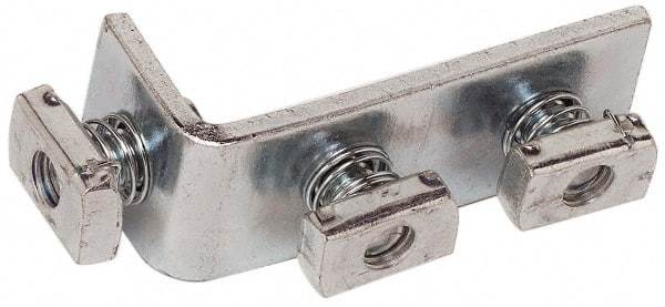 Cooper B-Line - Zinc Plated Carbon Steel 90° Preassembled Strut Fitting - 1/2" Bolt, 3 Holes, Used with Cooper B Line Channel & Strut (All Sizes Except B62 & B72) - Exact Industrial Supply