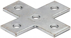Cooper B-Line - Zinc Plated Carbon Steel Flat Cross Strut Fitting - 1/2" Bolt, 5 Holes, Used with Cooper B Line Channel & Strut (All Sizes Except B62 & B72) - Exact Industrial Supply