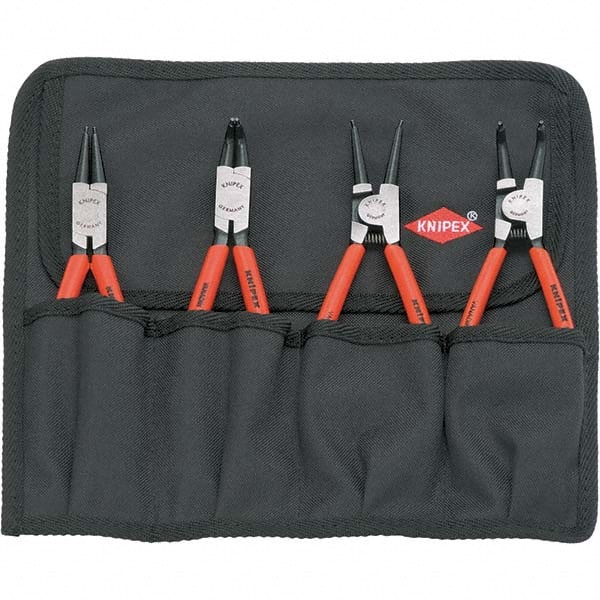 Plier Sets; Set Type: Internal Ring Pliers; Container Type: Tool Roll; Overall Length: 7-1/4 in; 6-3/4 in; Handle Material: Plastic Coated; Includes: 7-1/4″ Circlip ″Snap-Ring″ Pliers-External Straight; 7-1/4″ Circlip ″Snap-Ring″ Pliers-Internal Straight;