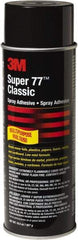 3M - 24 oz Aerosol Clear Spray Adhesive - High Tack, 150°F Heat Resistance, Low Strength Bond, Series 77 - Exact Industrial Supply