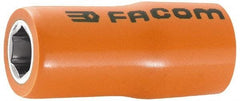 Facom - 1/2" Drive, Standard Hand Socket - 12 Points, 2-3/64" OAL, Alloy Steel - Exact Industrial Supply