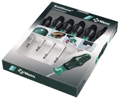 Wera - 6 Piece Torx Screwdriver Set - Bit Sizes: Torx T10, T15, T20, T25, T30 & T40 - Exact Industrial Supply