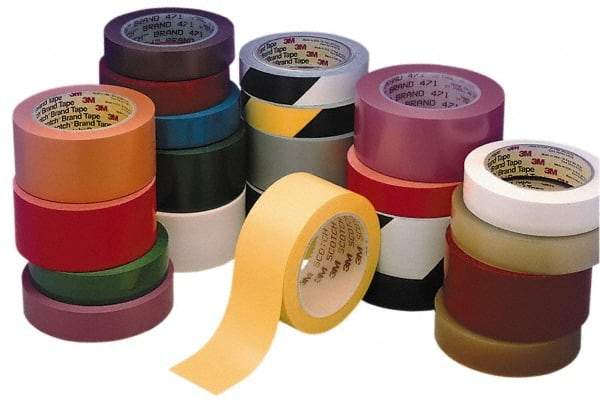 3M - Yellow Solid Color Vinyl Tape - 4" Wide x 108' Long, General Traffic - Exact Industrial Supply