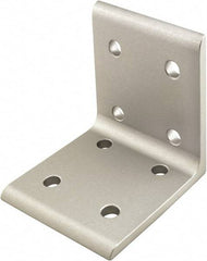80/20 Inc. - 80mm Wide, Open Shelving 8 Hole Inside Corner Bracket - Aluminum, Clear Anodized Finish, 76mm Long, Use with 40 Series & Bolt Kit 75-3422 - Exact Industrial Supply