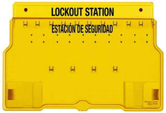 Master Lock - 1 Piece, Empty Polycarbonate Padlock Station - 22 Inch Wide x 15-1/2 Inch High x 1-3/4 Inch Deep, Yellow, Covered - Exact Industrial Supply