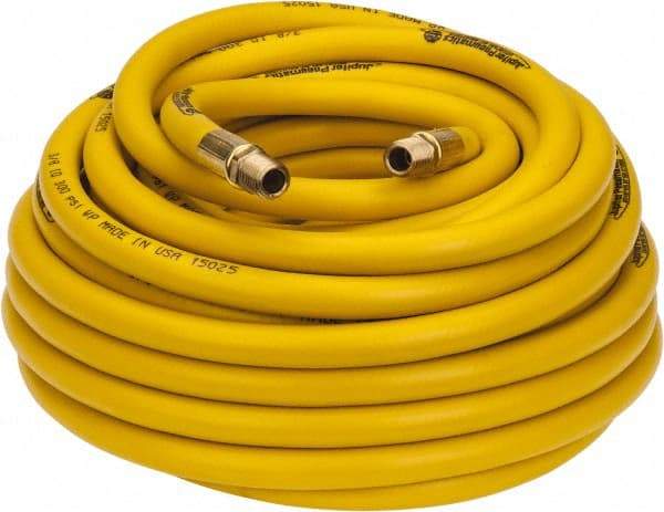 PRO-SOURCE - 3/8" ID x 19/32" OD 50' Long Multipurpose Air Hose - MNPT x MNPT Ends, 300 Working psi, 23 to 150°F, 1/4" Fitting, Yellow - Exact Industrial Supply