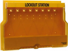 Master Lock - 1 Piece, Empty Polycarbonate Lockout Device Station - 22 Inch Wide x 15-1/2 Inch High x 4-1/8 Inch Deep, Yellow - Exact Industrial Supply