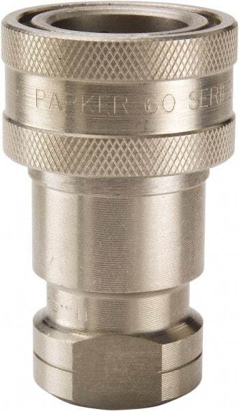 Parker - 1/4 NPTF 303 Stainless Steel Hydraulic Hose Female Pipe Thread Coupler - 2,000 psi, 3 GPM - Exact Industrial Supply