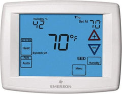 White-Rodgers - 45 to 99°F, 4 Heat, 2 Cool, Universal Touch Screen Programmable Thermostat - 0 to 30 Volts, Horizontal Mount, Electronic Contacts Switch - Exact Industrial Supply