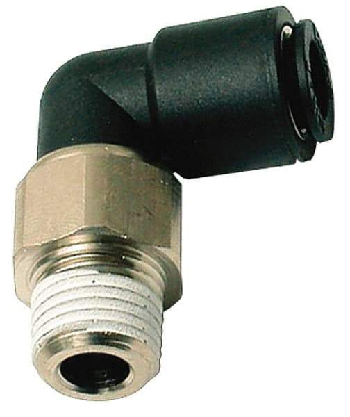 Legris - 12mm Outside Diam, 1/4 BSPT, Nylon Push-to-Connect Tube Male Swivel Elbow - 290 Max psi, Tube to Male BSPT Connection, Buna Nitrile O-Ring - Exact Industrial Supply