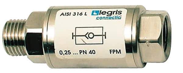 Legris - 1/4" Stainless Steel Check Valve - Unidirectional, Male BSPP x Female BSPP, 580 WOG - Exact Industrial Supply