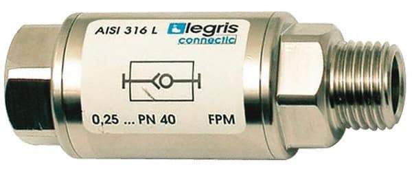 Legris - 1/4" Stainless Steel Check Valve - Unidirectional, Female BSPP x Male BSPP, 580 WOG - Exact Industrial Supply