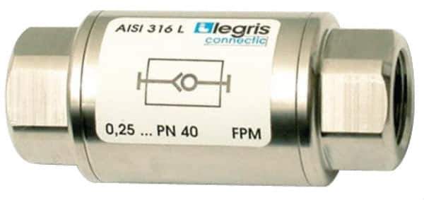 Legris - 1/8" Stainless Steel Check Valve - Unidirectional, FNPT x FNPT, 580 WOG - Exact Industrial Supply