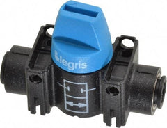 Legris - 1/4" Pipe, Standard Port, Composite Miniature Ball Valve - 1 Piece, Inline - Two Way Flow, Push-to-Connect x Push-to-Connect Ends, Short Handle, 150 WOG - Exact Industrial Supply