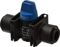 Legris - 3/8" Pipe, Standard Port, Composite Miniature Ball Valve - 1 Piece, Inline - Two Way Flow, Push-to-Connect x Push-to-Connect Ends, Short Handle, 150 WOG - Exact Industrial Supply