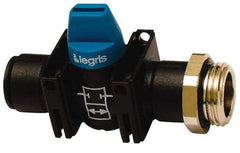 Legris - 1/8" Pipe, Standard Port, Composite Miniature Ball Valve - 1 Piece, Inline - Two Way Flow, MBSPP x Push-to-Connect Ends, Short Handle, 150 WOG - Exact Industrial Supply