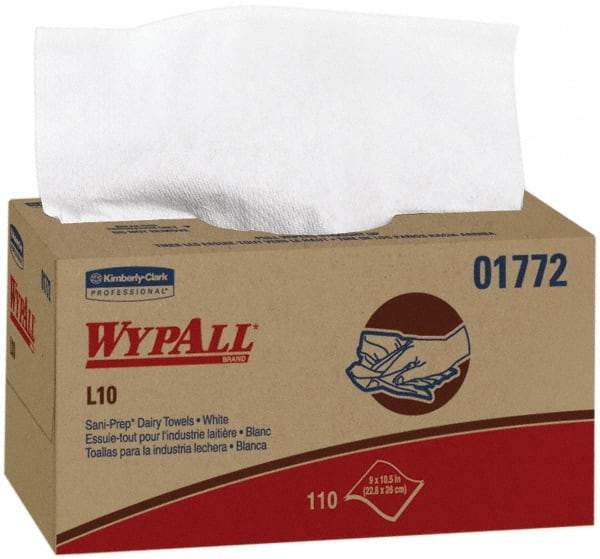 WypAll - Dry General Purpose Wipes - Pop-Up, 10-1/4" x 9" Sheet Size, White - Exact Industrial Supply