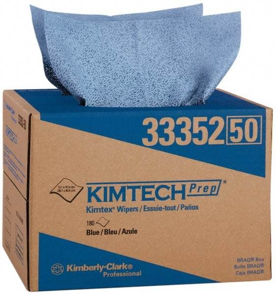 Kimtech - Dry Clean Room/Lab/Critical Task Wipes - Pop-Up, 12-1/2" x 12" Sheet Size, Blue - Exact Industrial Supply