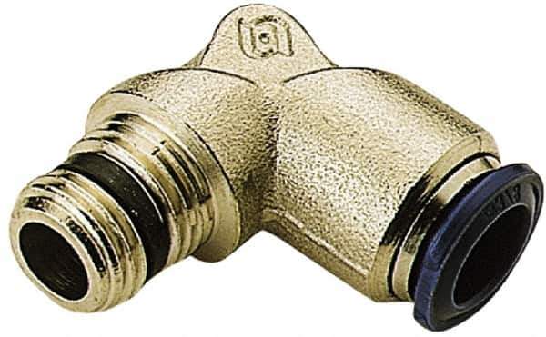 Alpha Technologies - 1/4" Outside Diam, 1/4 NPTF, Nickel Plated Brass Push-to-Connect Tube Male Elbow - 250 Max psi, Tube to Male NPT Connection, Buna O-Ring - Exact Industrial Supply