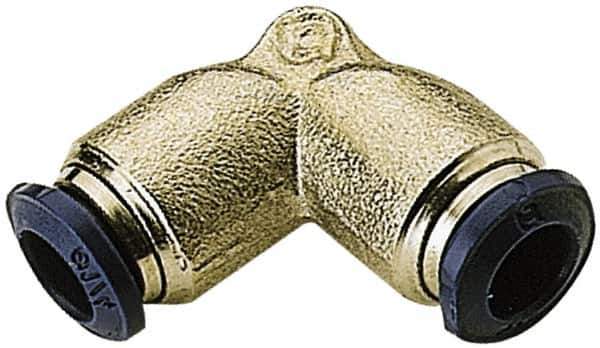 Alpha Technologies - 5/32" Outside Diam, 5/32 Nickel Plated Brass Push-to-Connect Union Elbow - 250 Max psi, Tube to Tube Connection, Buna O-Ring - Exact Industrial Supply